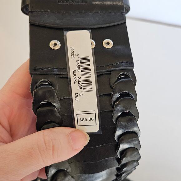 Guess Black Faux Leather Wide Belt Rhinestones Womens Medium Bold Goth Night Out - Picture 6 of 11